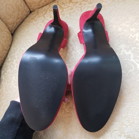 Colin Stuart Red Suede Heels Size 9 - Picture 8 of 12